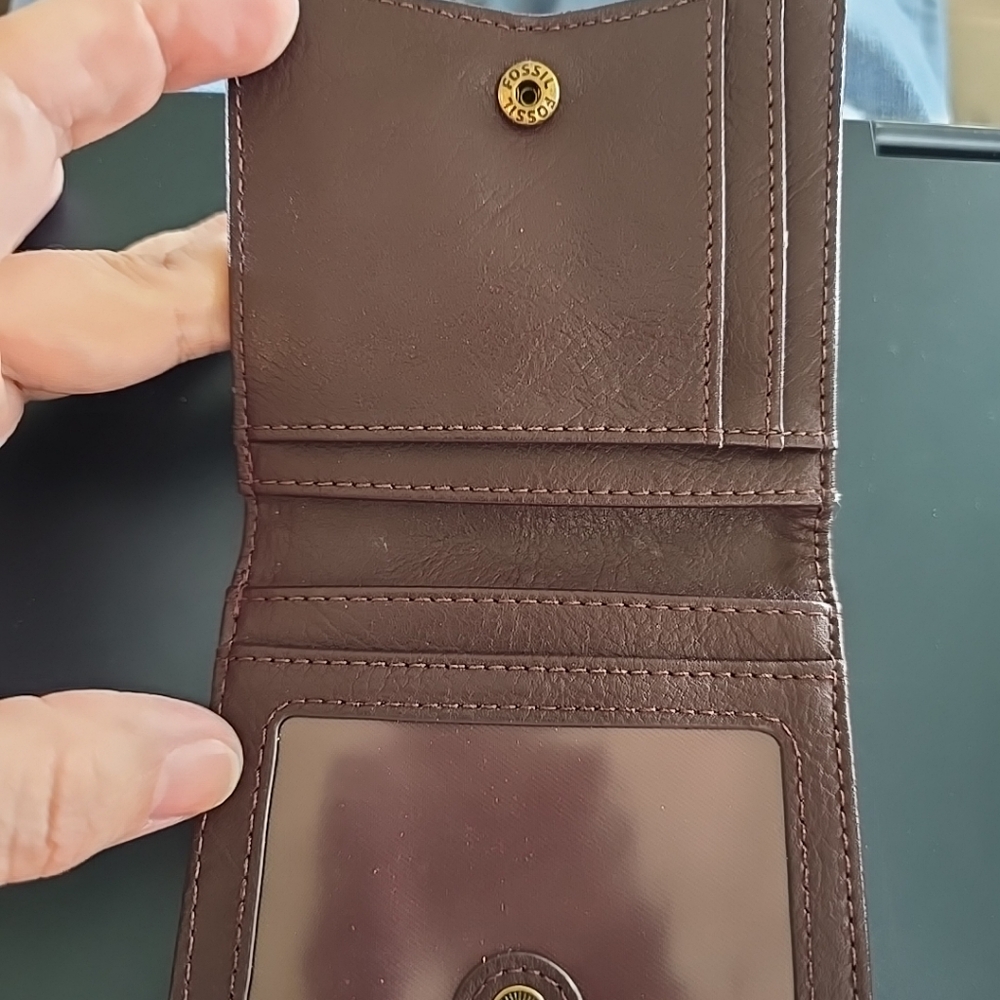 Fossil RFID mini bifold leather Pink Cream Brown Owl Appliqué Wallet - Picture 8 of 12